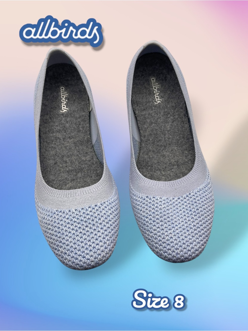 allbirds Tree Breezer Light Blue Knit Ballet Flats Size 8